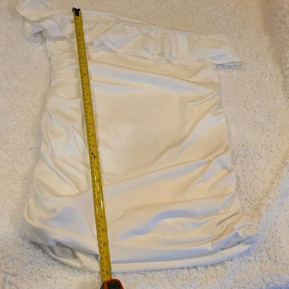 White Ruffle Tube Mini Dress - Picture 4 of 7